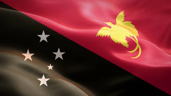 Flag of Papua New Guinea waving in the wind. 3D Waving flag design. The national symbol of Papua New Guinea, 3D rendering.