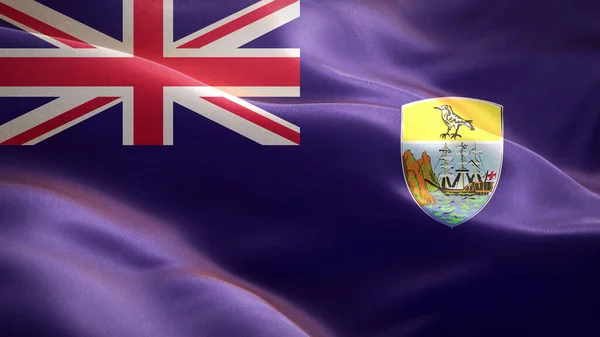 セントヘレナの旗が風になびく 3D波動旗のデザイン セントヘレナ島の国のシンボル 3Dレンダリング — ストック写真