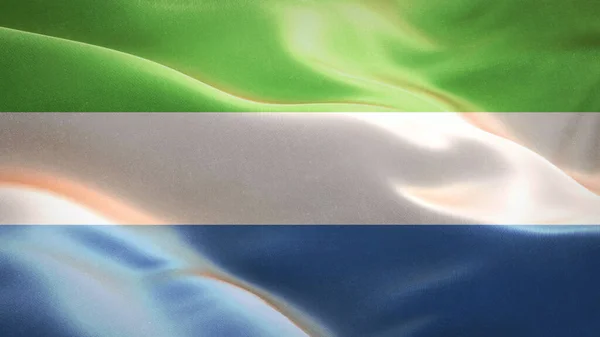 Sierra Leone Bayrağı Rüzgarda Sallanıyor Boyutlu Dalgalanan Bayrak Tasarımı Sierra — Stok fotoğraf
