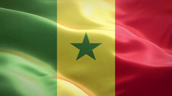 Flaga Senegalu Macha Wietrze Projektowanie Flagi Narodowy Symbol Senegalu Renderowanie — Zdjęcie stockowe