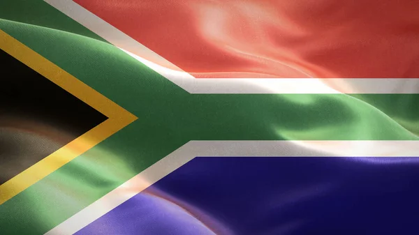 Flag of South Africa waving in the wind. 3D Waving flag design. The national symbol of South Africa, 3D rendering.