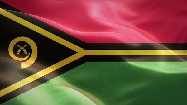 Flag of Vanuatu waving in the wind. 3D Waving flag design. The national symbol of Vanuatu, 3D rendering.