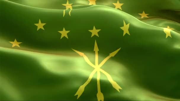 Rüzgarda Sallanan Adigea Bayrağı Yüksek Çözünürlük Tam Uluslararası Adigea Bayrağının — Stok video