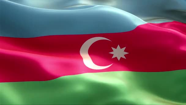 Bandera Azerbaiyán Ondeando Viento Alta Resolución Full Vídeo Looping Bandera — Vídeo de stock