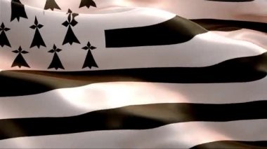 Rüzgarda sallanan Brittany bayrağı. 4K Yüksek Çözünürlük Tam HD. Uluslararası Britanya Bayrağının Döngüleme Videosu.