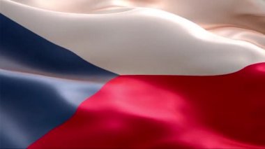 Çek Cumhuriyeti bayrağı rüzgarda sallanıyor. 4K Yüksek Çözünürlük Tam HD. Çek Cumhuriyeti Uluslararası Bayrağının Döngüleme Videosu.