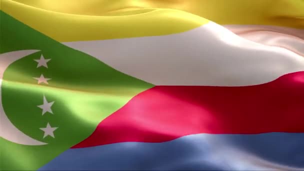 Флаг Коморских Островов Размахивающий Ветру Высокое Разрешение Full Цикл Видео — стоковое видео