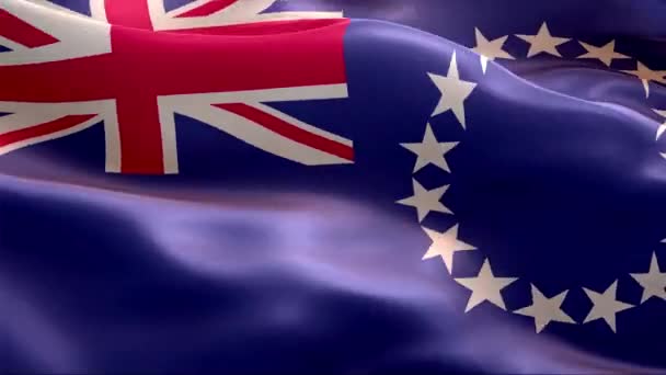 Flaga Wysp Cooka Machająca Wietrze Wysoka Rozdzielczość Full Pętla Wideo — Wideo stockowe