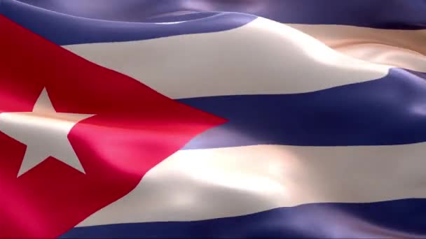 風の中でのキューバ波の旗 4K高解像度フルHd キューバの国際旗のループビデオ — ストック動画