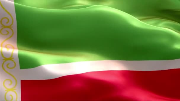 Bandera República Chechenia Ondeando Viento Alta Resolución Full Vídeo Looping — Vídeos de Stock