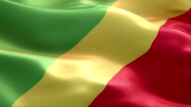 Bandera Del Congo Ondeando Viento Alta Resolución Full Vídeo Looping — Vídeo de stock