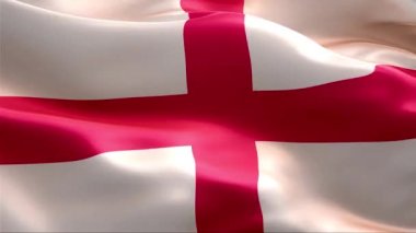 İngiltere bayrağı rüzgarda sallanıyor. 4K Yüksek Çözünürlük Tam HD. İngiltere Uluslararası Bayrağının Döngüleme Videosu.