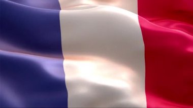 Flag of France waving in the wind. 4K High Resolution Full HD. Looping Video of International Flag of France.