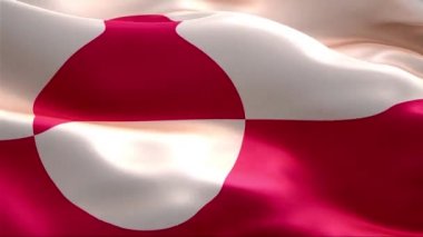 Grönland bayrağı rüzgarda dalgalanıyor. 4K Yüksek Çözünürlük Tam HD. Grönland Uluslararası Bayrağının Döngüleme Videosu.
