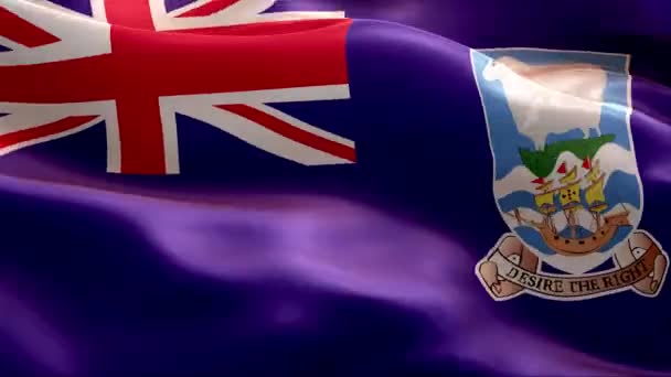 Falklandsöarnas Flagga Vinkar Vinden Full Med Hög Upplösning Looping Video — Stockvideo