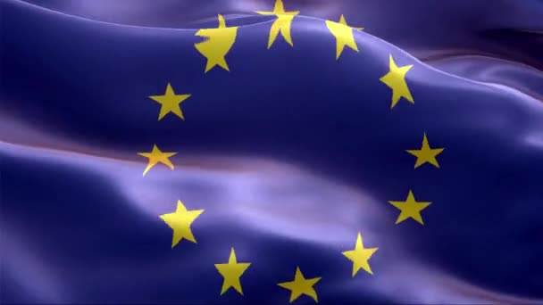 Flag European Union Waving Wind High Resolution Full Looping Video — Stock Video