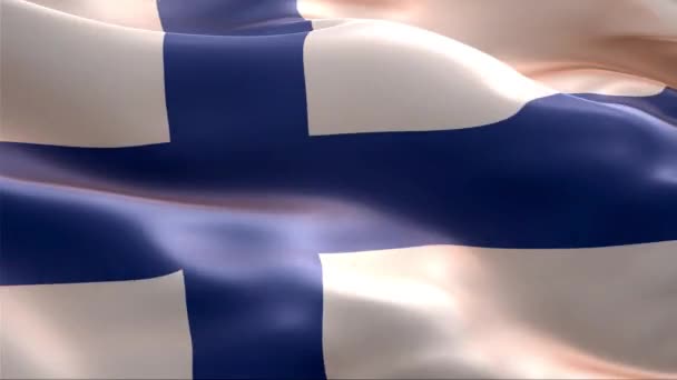 Drapeau Finlande Agitant Vent Haute Résolution Full Vidéo Boucle Drapeau — Video