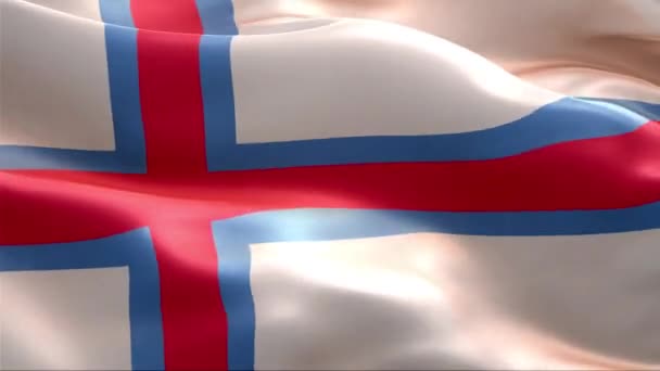 Флаг Фарерских Островов Размахивающий Ветром Высокое Разрешение Full Цикл Видео — стоковое видео