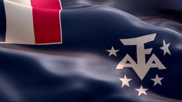 Bandiera Delle Terre Australi Antartiche Francesi Sventolando Nel Vento Full — Video Stock