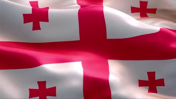 Прапор Грузії Махає Вітром High Resolution Full Looping Video International — стокове відео