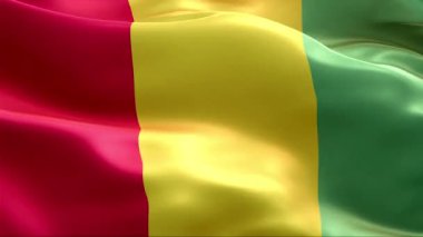 Rüzgarda sallanan Gine bayrağı. 4K Yüksek Çözünürlük Tam HD. Uluslararası Gine Bayrağının Döngüleme Videosu.
