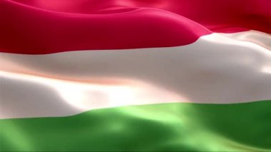 Flag of Hungary waving in the wind. 4K High Resolution Full HD. Looping Video of International Flag of Hungary.
