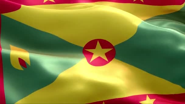 Vlag Van Grenada Wapperend Wind Hoge Resolutie Full Looping Video — Stockvideo