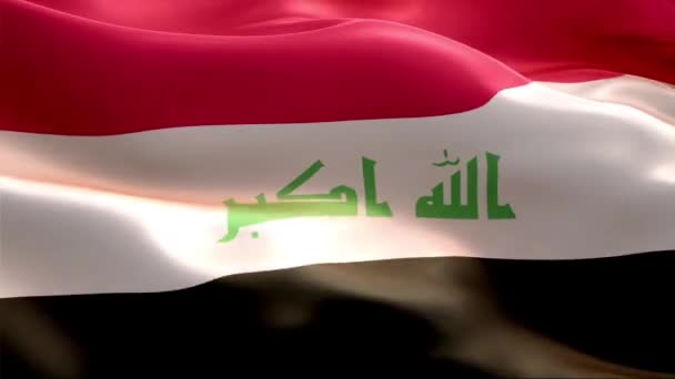 Irak Zászlója Lobogott Szélben Nagy Felbontású Full Iraki Nemzetközi Lobogó — Stock videók