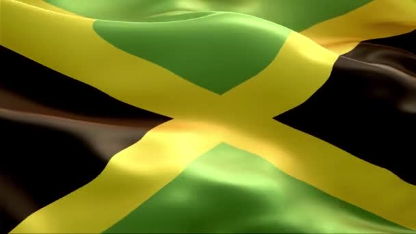 Bandera Jamaica Ondeando Viento Alta Resolución Full Vídeo Looping Bandera — Vídeo de stock