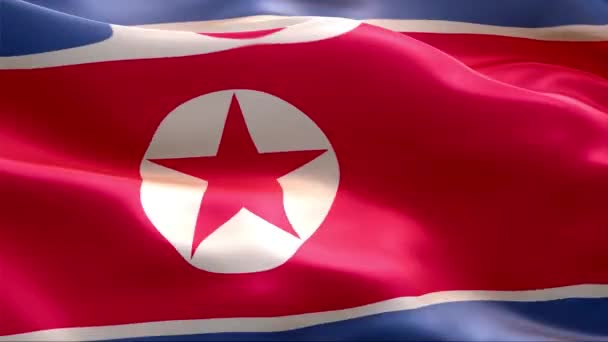 Drapeau de la Corée du Nord agitant le vent. 4K haute résolution Full HD. Boucle vidéo du drapeau international de la Corée du Nord .