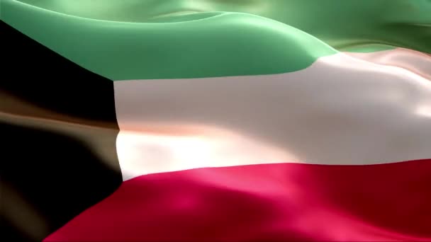 Bandeira Kuwait Acenando Vento Alta Resolução Full Looping Vídeo Bandeira — Vídeo de Stock