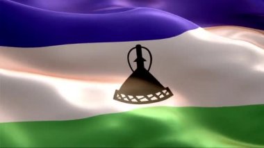 Flag of Lesotho waving in the wind. 4K High Resolution Full HD. Looping Video of International Flag of Lesotho.