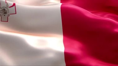 Rüzgarda dalgalanan Malta bayrağı. 4K Yüksek Çözünürlük Tam HD. Uluslararası Malta Bayrağının Döngüleme Videosu.