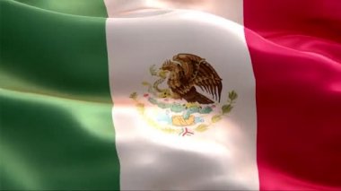 Meksika bayrağı rüzgarda dalgalanıyor. 4K Yüksek Çözünürlük Tam HD. Meksika Uluslararası Bayrağının Döngüleme Videosu.