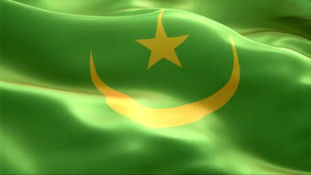 Mauritánia Zászlója Lobogott Szélben Nagy Felbontású Full Hurok Videó Mauritánia — Stock videók