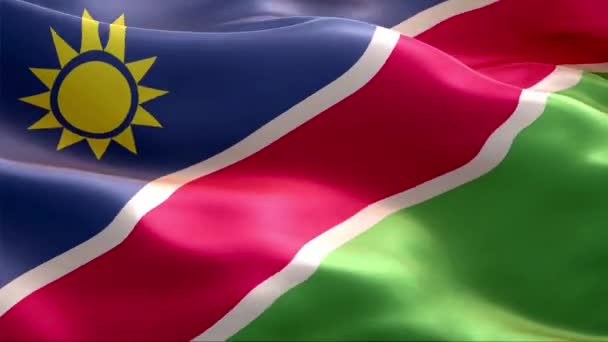 Vlag Van Namibië Wapperend Wind Hoge Resolutie Full Looping Video — Stockvideo