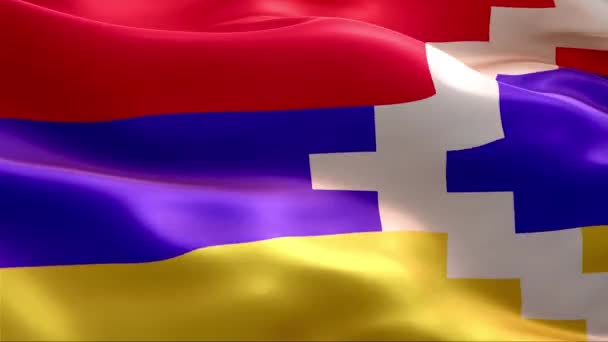 Dağlık Karabağ Cumhuriyeti Bayrağı Rüzgarda Sallanıyor Yüksek Çözünürlük Tam Uluslararası — Stok video