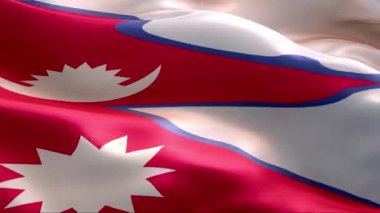 Rüzgarda sallanan Nepal bayrağı. 4K Yüksek Çözünürlük Tam HD. Uluslararası Nepal Bayrağının Döngüleme Videosu.