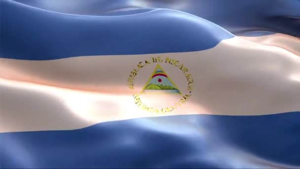 Bandera Nicaragua Ondeando Viento Alta Resolución Full Vídeo Looping Bandera — Vídeo de stock