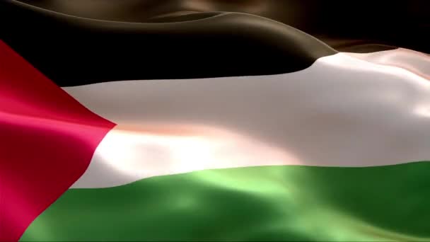 Bandera Palestina Ondeando Viento Alta Resolución Full Vídeo Looping Bandera — Vídeo de stock