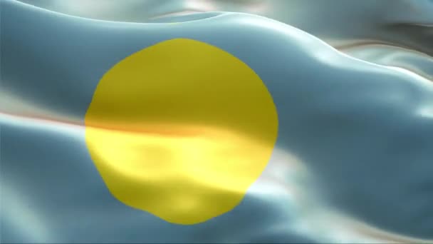 帕劳的国旗在风中飘扬 4K高分辨率全息Hd 帕劳国旗环线录像 — 图库视频影像