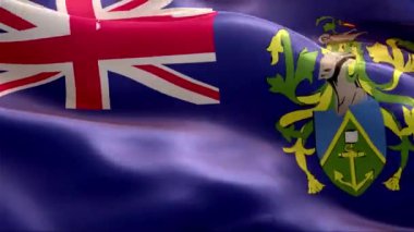 Pitcairn Adaları bayrağı rüzgarda sallanıyor. 4K Yüksek Çözünürlük Tam HD. Pitcairn Adaları Uluslararası Bayrağının Döngüleme Videosu.