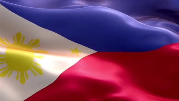 Bandera Filipinas Ondeando Viento Alta Resolución Full Vídeo Looping Bandera — Vídeo de stock