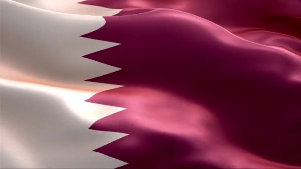 Bandeira Qatar Acenando Vento Alta Resolução Full Vídeo Loop Bandeira — Vídeo de Stock