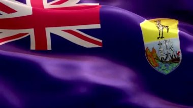 Aziz Helena bayrağı rüzgarda sallanıyor. 4K Yüksek Çözünürlük Tam HD. Saint Helena Uluslararası Bayrağının Döngüleme Videosu.
