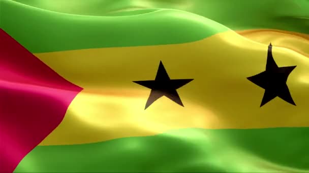 Bandeira São Tomé Príncipe Acenando Vento Alta Resolução Full Vídeo — Vídeo de Stock