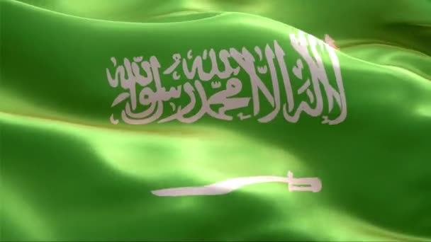 Флаг Саудовской Аравии Размахивающий Ветру Высокое Разрешение Full Цикл Видео — стоковое видео