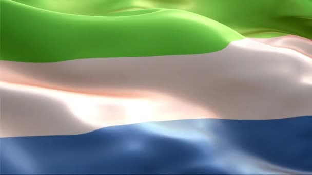 Bandera Sierra Leona Ondeando Viento Alta Resolución Full Vídeo Looping — Vídeo de stock