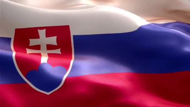 Slovakiens Flagga Viftar Vinden Full Med Hög Upplösning Looping Video — Stockvideo