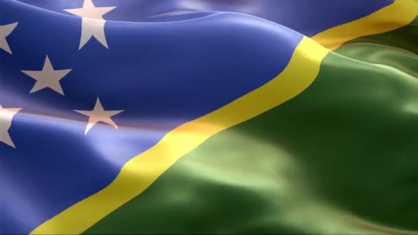 Bandera Las Islas Salomón Ondeando Viento Alta Resolución Full Vídeo — Vídeo de stock